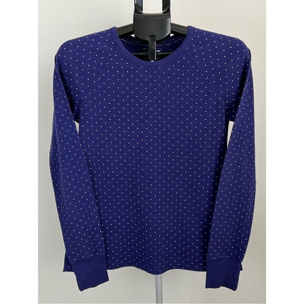 Aerie Navy Star Print Sweatshirt Juniors L Polka Dot Crewneck Top
